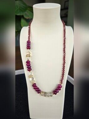 Handcrafted Semi-precious And Purple Jade Necklace